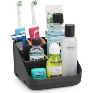Toothbrush Holders Bathroom Countertop Organizer- Bamboo Tooth Brushing Holder
